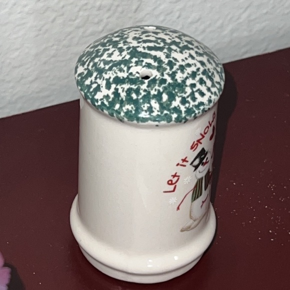 Vintage Atico Intl Let It Snow Christmas Stoneware Shaker 1998 Tableware Holiday - Picture 2 of 5